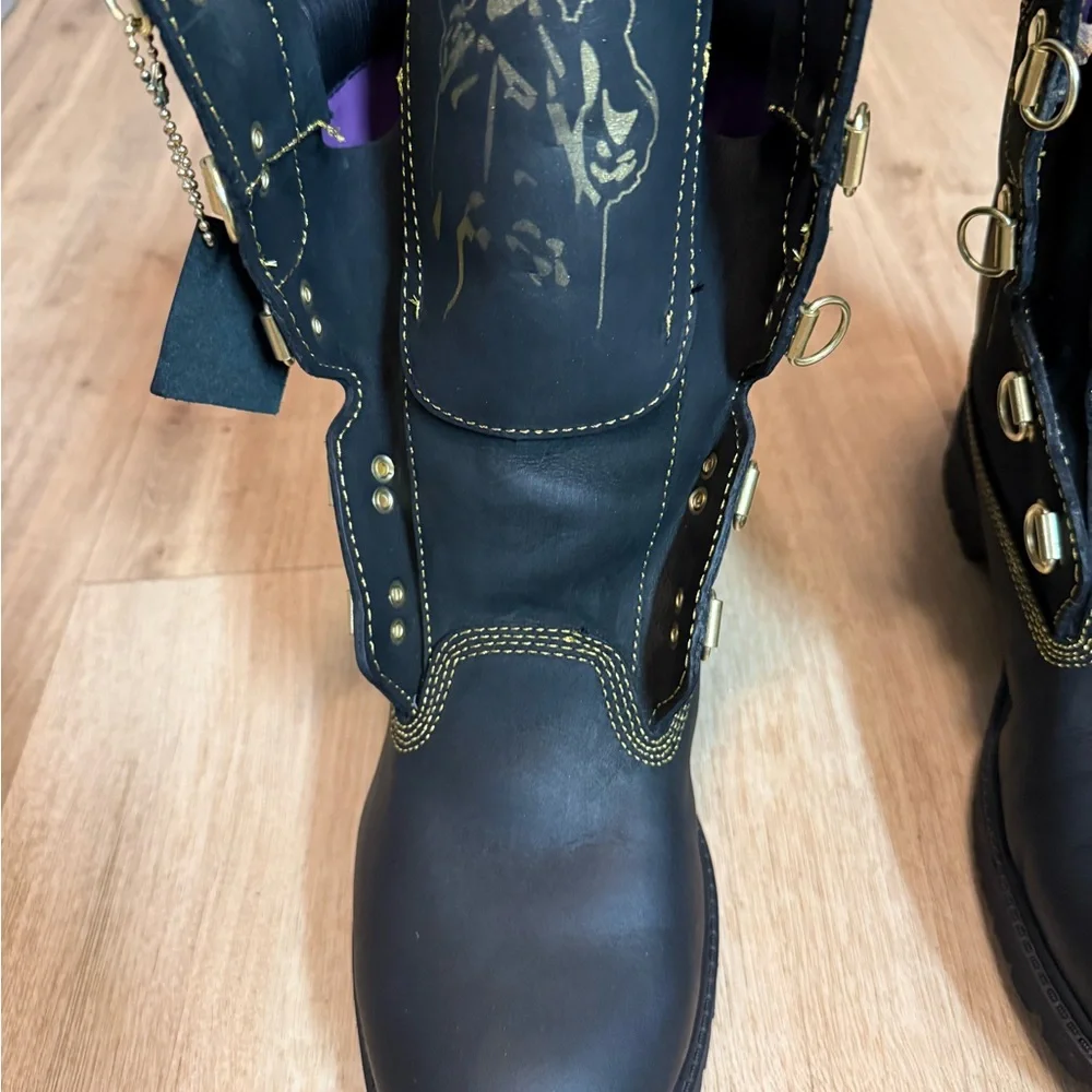 Timberland Planet Brooklyn PRO CUSTOM MADE Black and Plated Gold Chain Boots - Picture 12 of 16